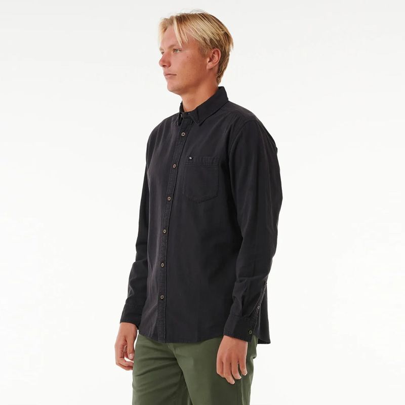 Rip Curl Classic Surf Washed Long Sleeve Shirt - Skjorte - Black