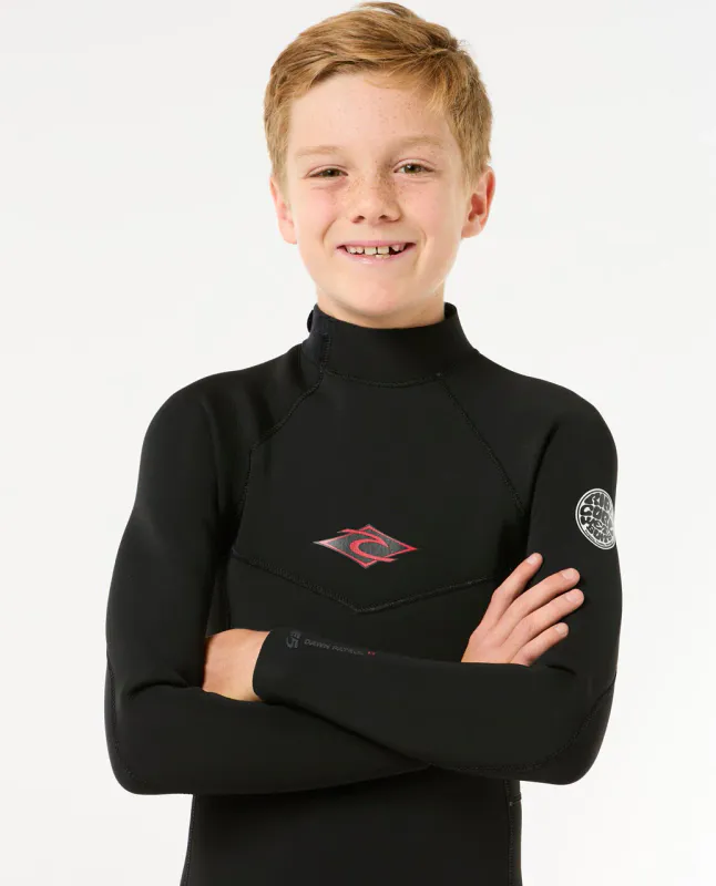 Rip Curl Junior 4/3 Dawn Patrol Back Zip Våtdrakt - Black