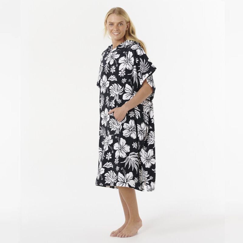 Rip Curl - Mixed Skifteponcho med hette - Black & White