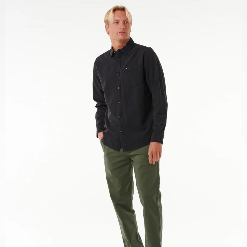 Rip Curl Classic Surf Washed Long Sleeve Shirt - Skjorte - Black