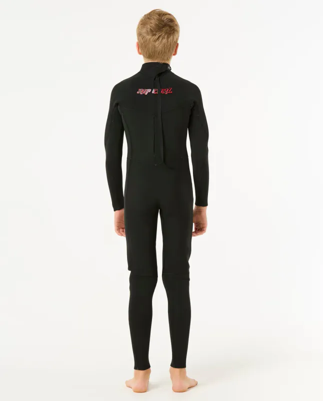 Rip Curl Junior 4/3 Dawn Patrol Back Zip Våtdrakt - Black