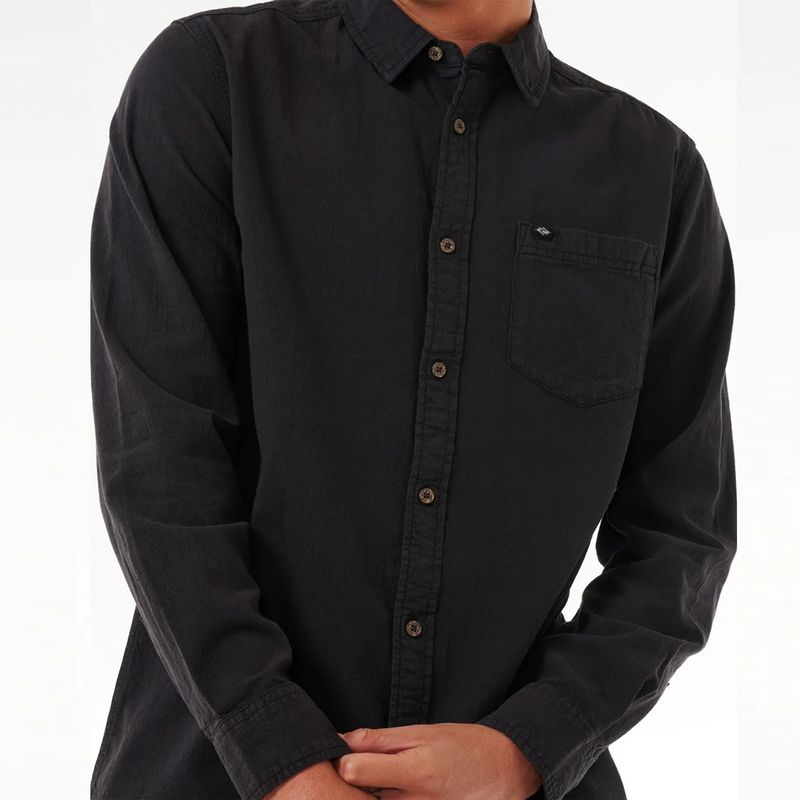 Rip Curl Classic Surf Washed Long Sleeve Shirt - Skjorte - Black