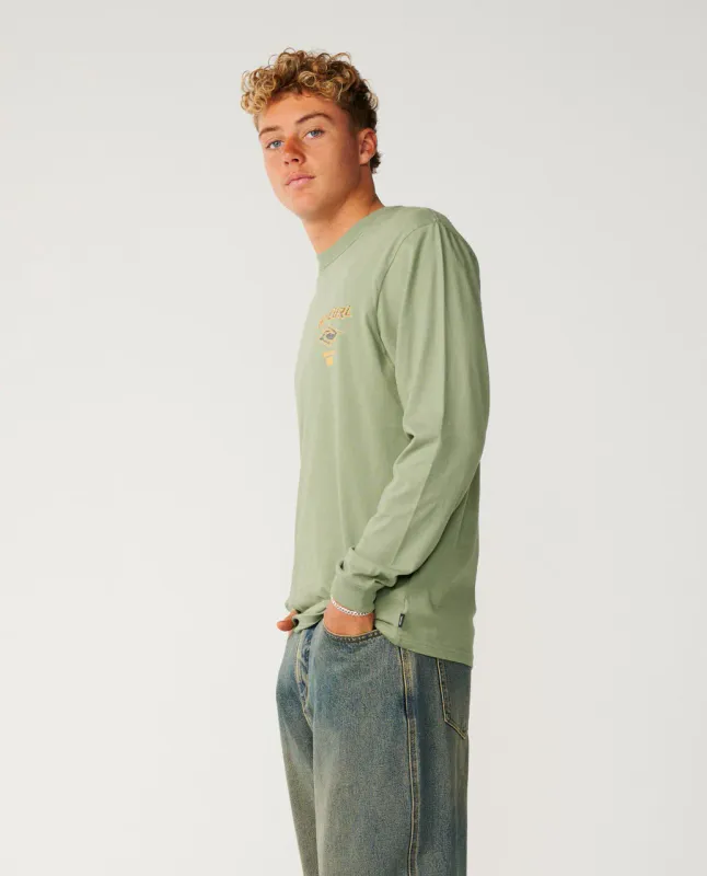 Rip Curl - Fade Out Icon Langermet T-skjorte - Sage