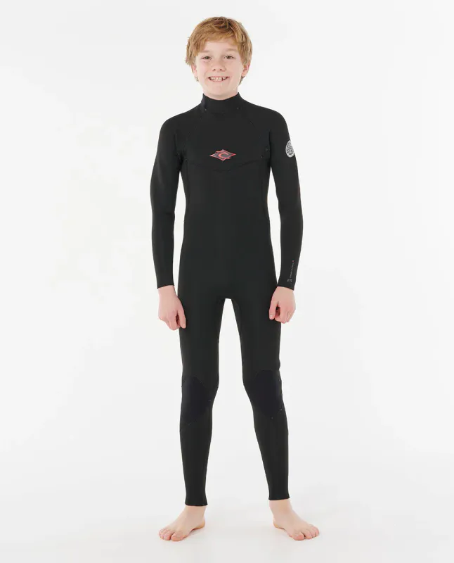Rip Curl Junior 4/3 Dawn Patrol Back Zip Våtdrakt - Black
