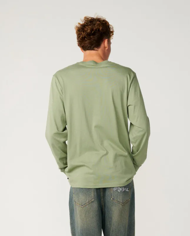 Rip Curl - Fade Out Icon Langermet T-skjorte - Sage